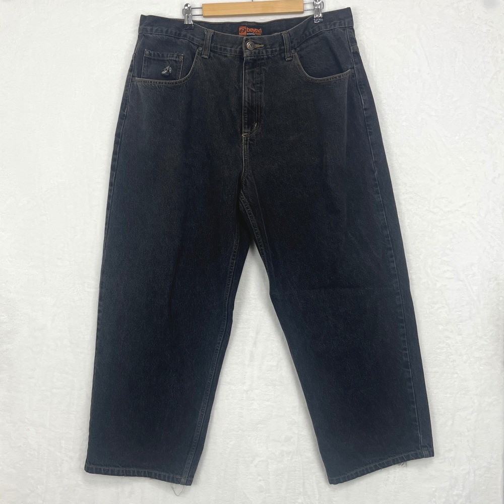 Vintage Anchor Blue Beyond Baggy Jeans Mens 40x30 "40x29" Faded Black Distressed